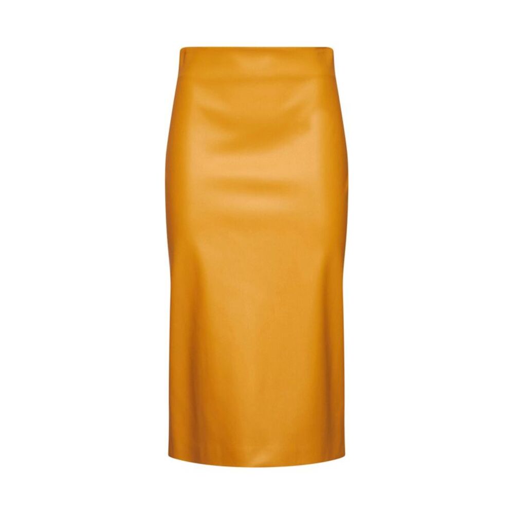 Blanca Vita Women Ocher Yellow Faux Leather Goccia Midi Pencil Skirt<Br/>